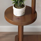 Simple 3 Tiers Round Tray Solid Wood Floor Plant Stand Image - 6