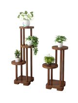 Simple 3 Tiers Round Tray Solid Wood Floor Plant Stand Image - 9