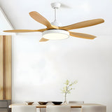 Simple 5 Blade Flush Standard Ceiling Fan with Light Image - 10