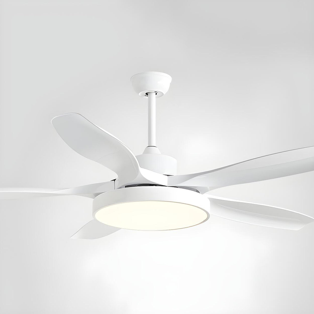 Simple 5 Blade Flush Standard Ceiling Fan with Light Image - 11