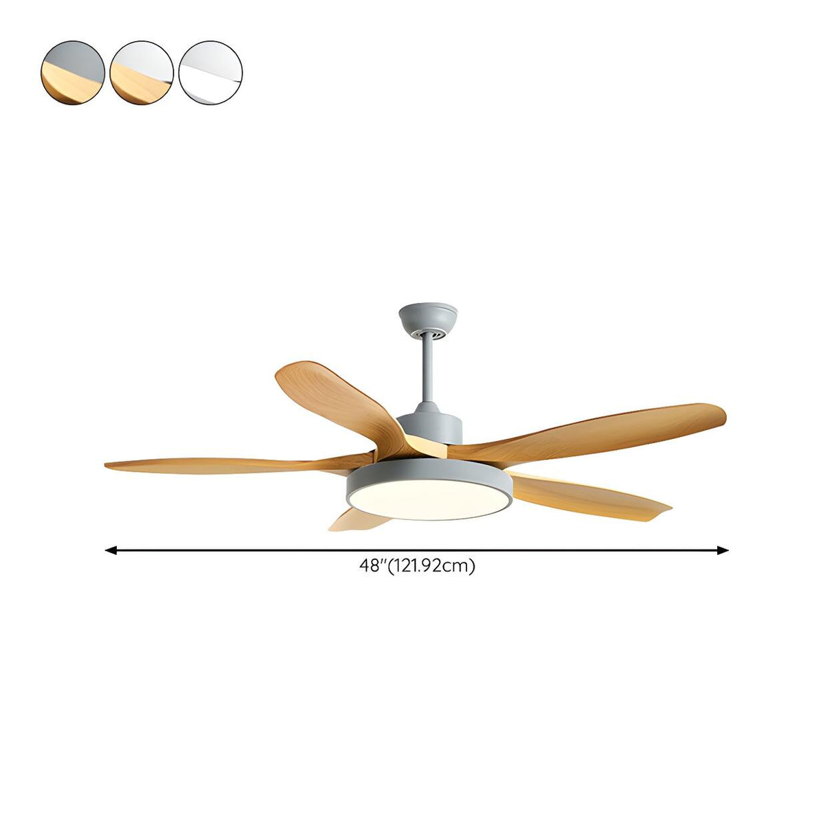 Simple 5 Blade Flush Standard Ceiling Fan with Light 