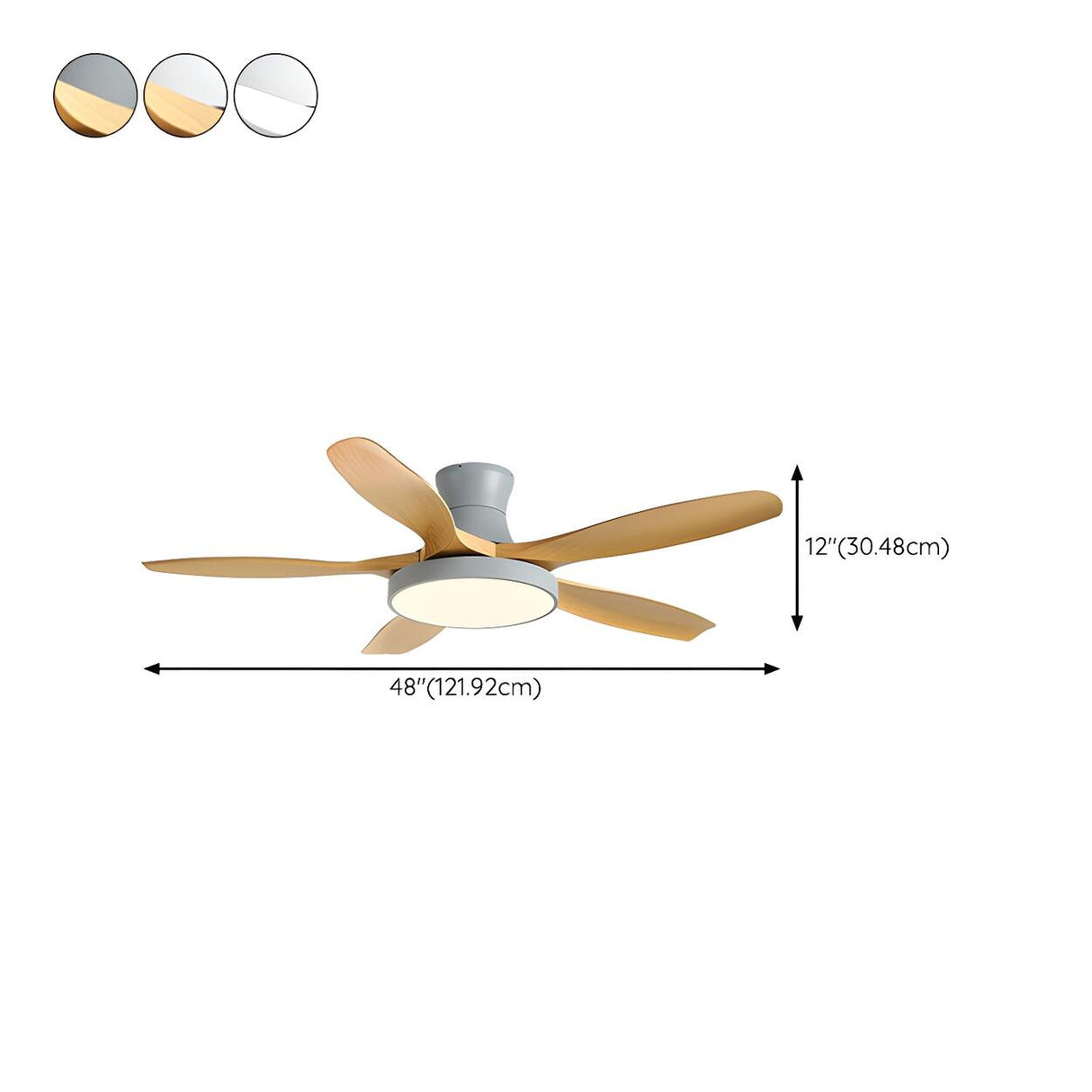 Simple 5 Blade Flush Standard Ceiling Fan with Light Image - 21