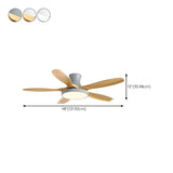 Simple 5 Blade Flush Standard Ceiling Fan with Light Image - 21