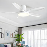 Simple 5 Blade Flush Standard Ceiling Fan with Light Image - 3