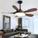 Simple 5 Blade Wood Modern Ceiling Fan with LED Light Image - 19