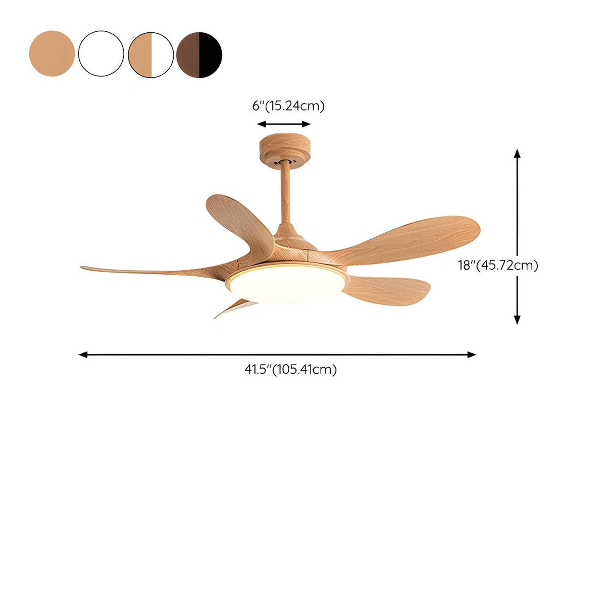 Simple 5 Blade Wood Modern Ceiling Fan with LED Light Image - 21