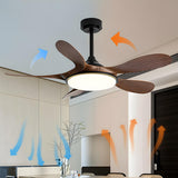 Simple 5 Blade Wood Modern Ceiling Fan with LED Light Image - 8