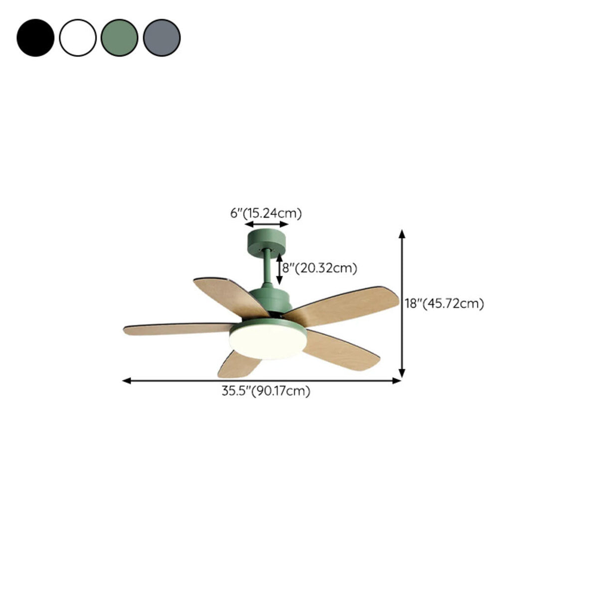 Simple 5 Blades Standard Chandelier Ceiling Fan Light 