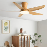 Simple 5 Blades Wood Finish Ceiling Fan with LED Light Image - 1