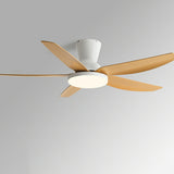 Simple 5 Blades Wood Finish Ceiling Fan with LED Light Image - 10