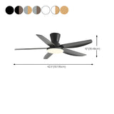 Simple 5 Blades Wood Finish Ceiling Fan with LED Light #size