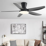 Simple 5 Blades Wood Finish Ceiling Fan with LED Light Image - 3