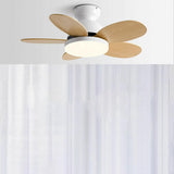 Simple 5 Solid Wood Blade Modern LED Ceiling Fan Light Image - 14