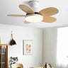 Simple 5 Solid Wood Blade Modern LED Ceiling Fan Light Image - 2