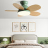 Simple 5 Solid Wood Blade Modern LED Ceiling Fan Light Image - 3