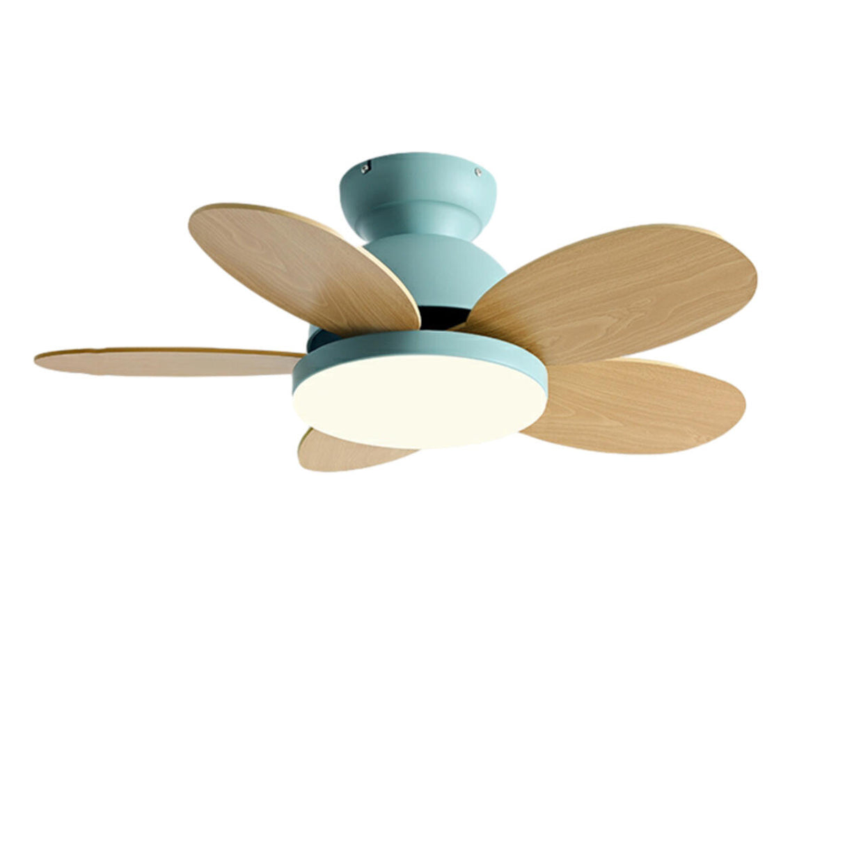 Simple 5 Solid Wood Blade Modern LED Ceiling Fan Light Image - 5