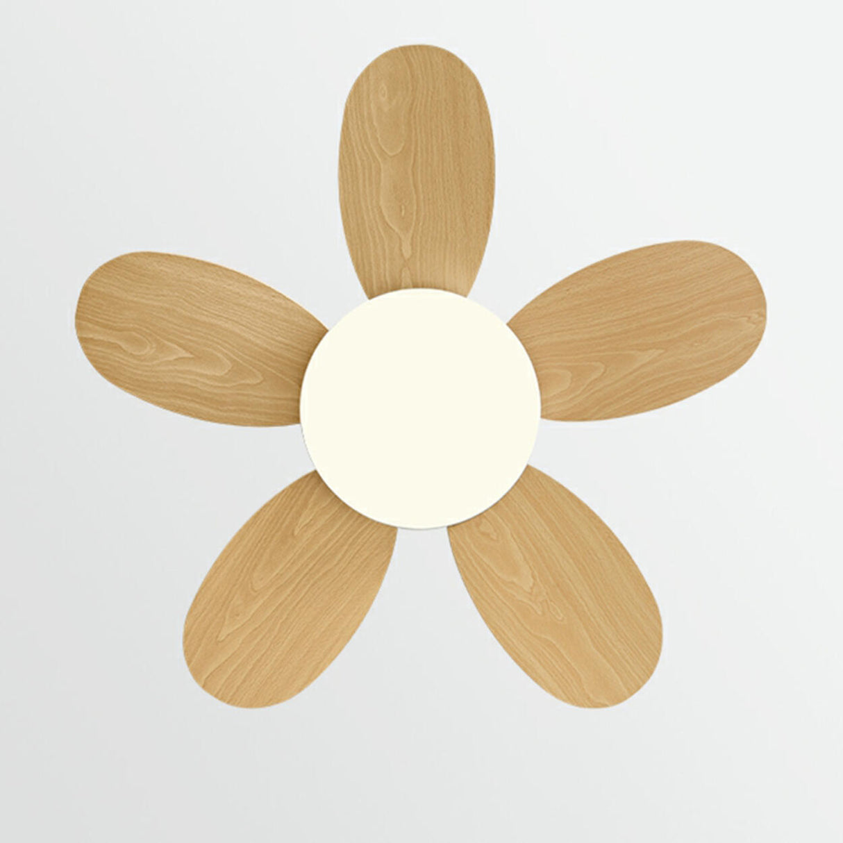 Simple 5 Solid Wood Blade Modern LED Ceiling Fan Light Image - 9