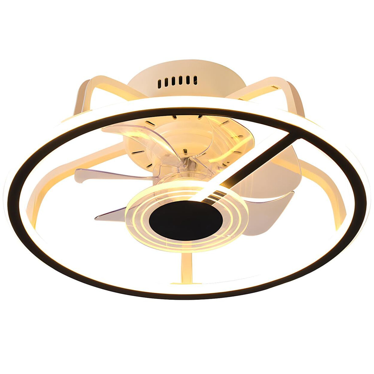 Simple 7 Blade Circular Modern Ceiling Fan with Light Image - 6