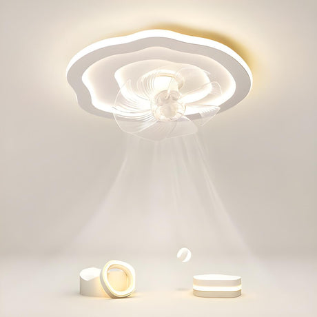 Simple 7 Blade White Wave LED Ceiling Fan With Light Image - 1