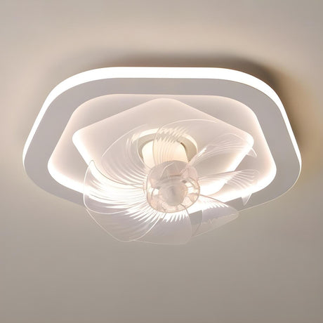 Simple 7 Blade White Wave LED Ceiling Fan With Light Image - 2