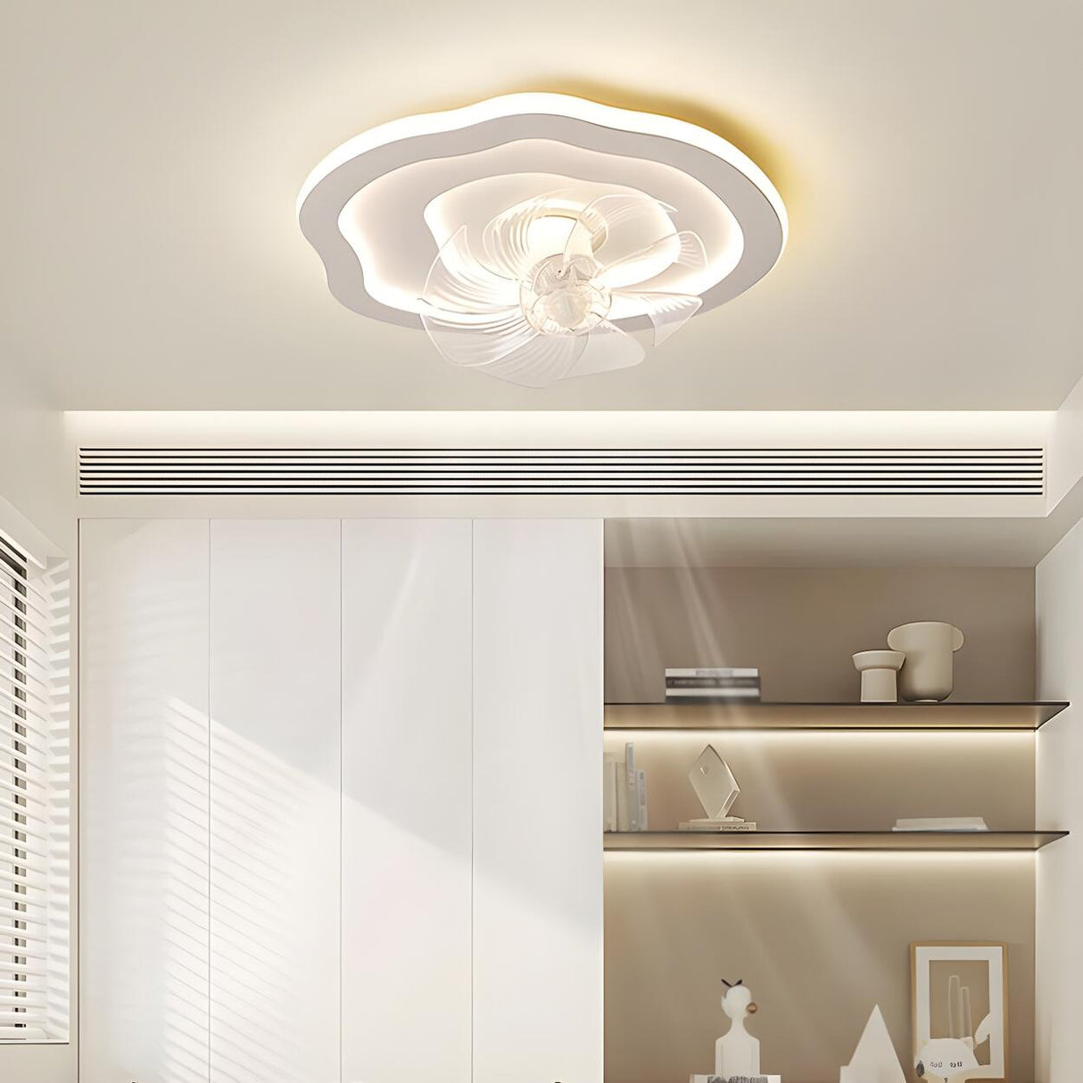 Simple 7 Blade White Wave LED Ceiling Fan With Light Image - 3