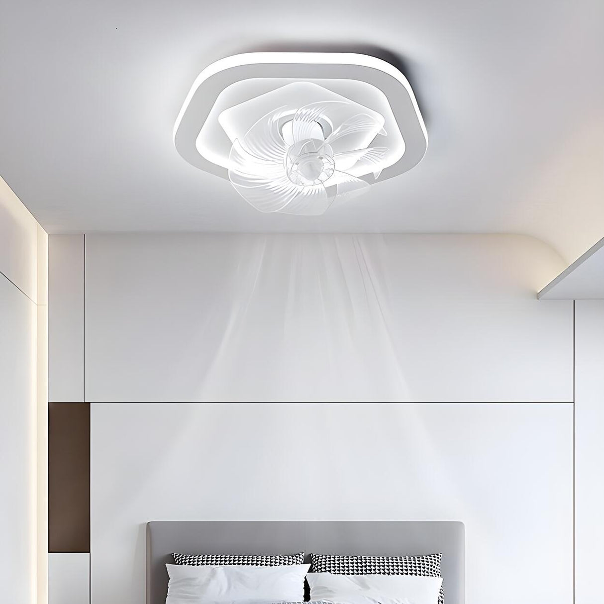 Simple 7 Blade White Wave LED Ceiling Fan With Light Image - 5