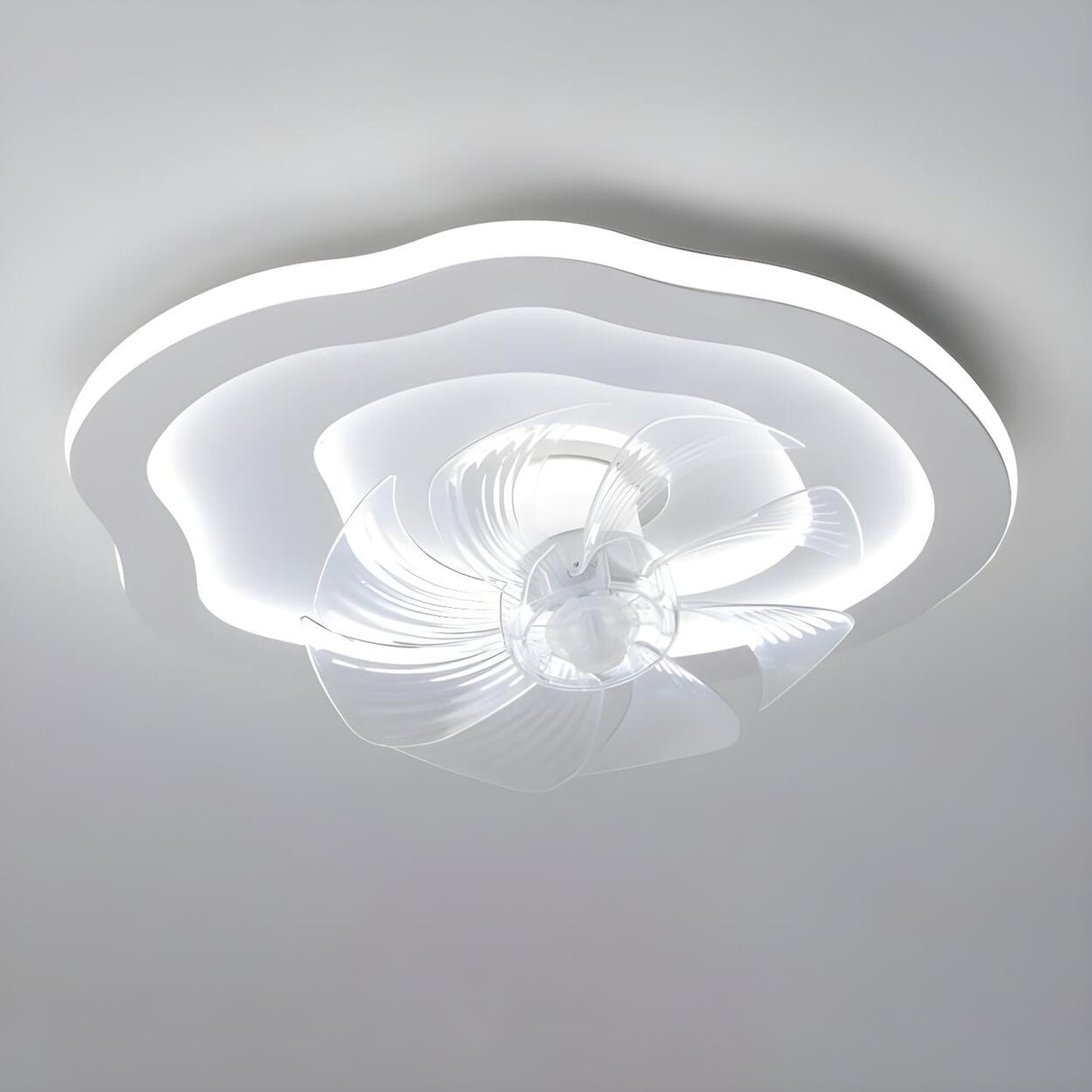 Simple 7 Blade White Wave LED Ceiling Fan With Light Image - 9