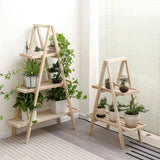 Simple A-Frame Wood Multi-Tier Crate Plant Stand Brown Image - 6