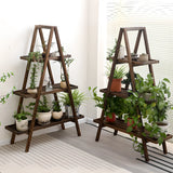 Simple A-Frame Wood Multi-Tier Crate Plant Stand Brown Image - 8