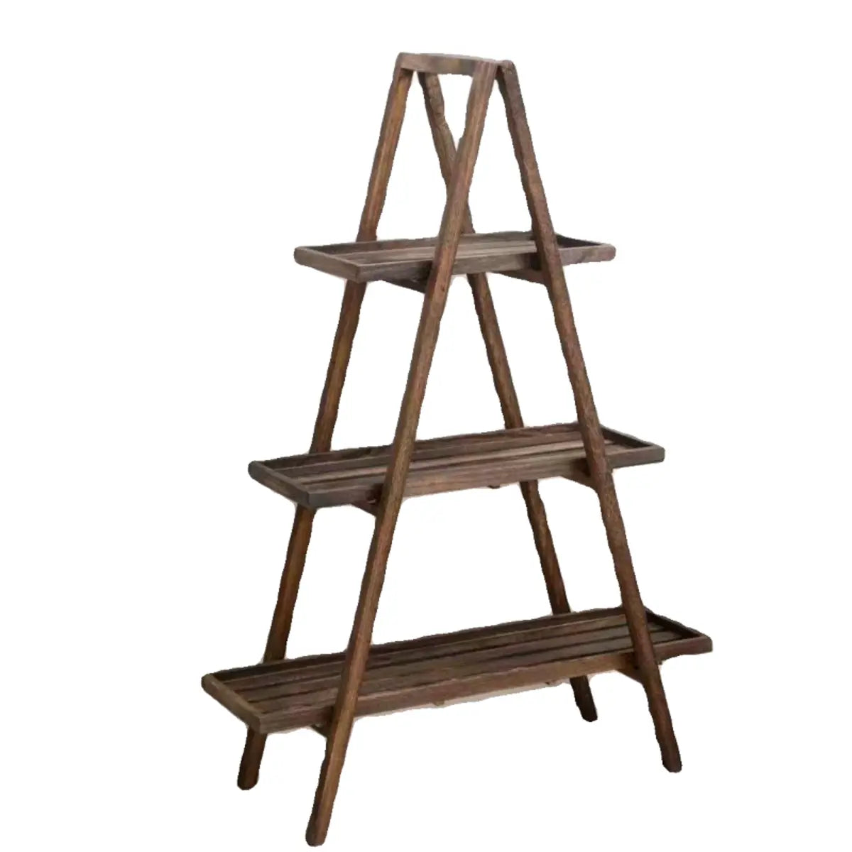 Simple A-Frame Wood Multi-Tier Crate Plant Stand Brown Image - 9