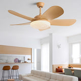 Simple Adjustable 5 Blade Wood Ceiling Fan with Light Image - 1