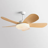 Simple Adjustable 5 Blade Wood Ceiling Fan with Light Image - 12