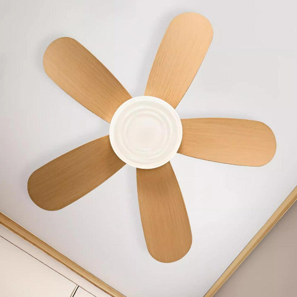 Simple Adjustable 5 Blade Wood Ceiling Fan with Light Image - 20