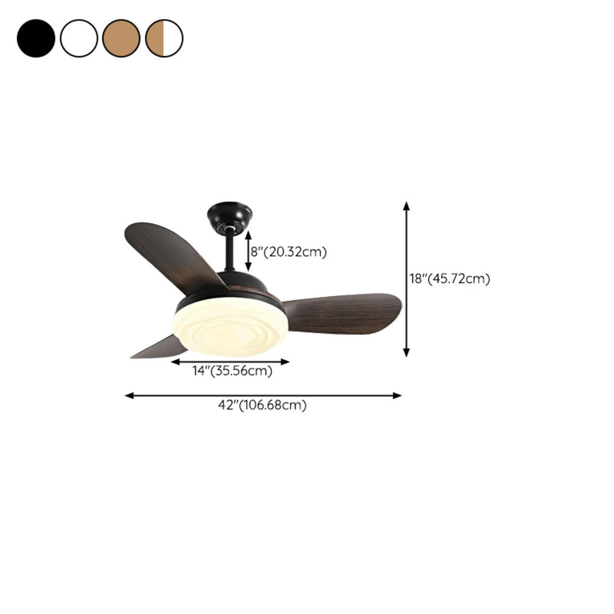 Simple Adjustable 5 Blade Wood Ceiling Fan with Light 