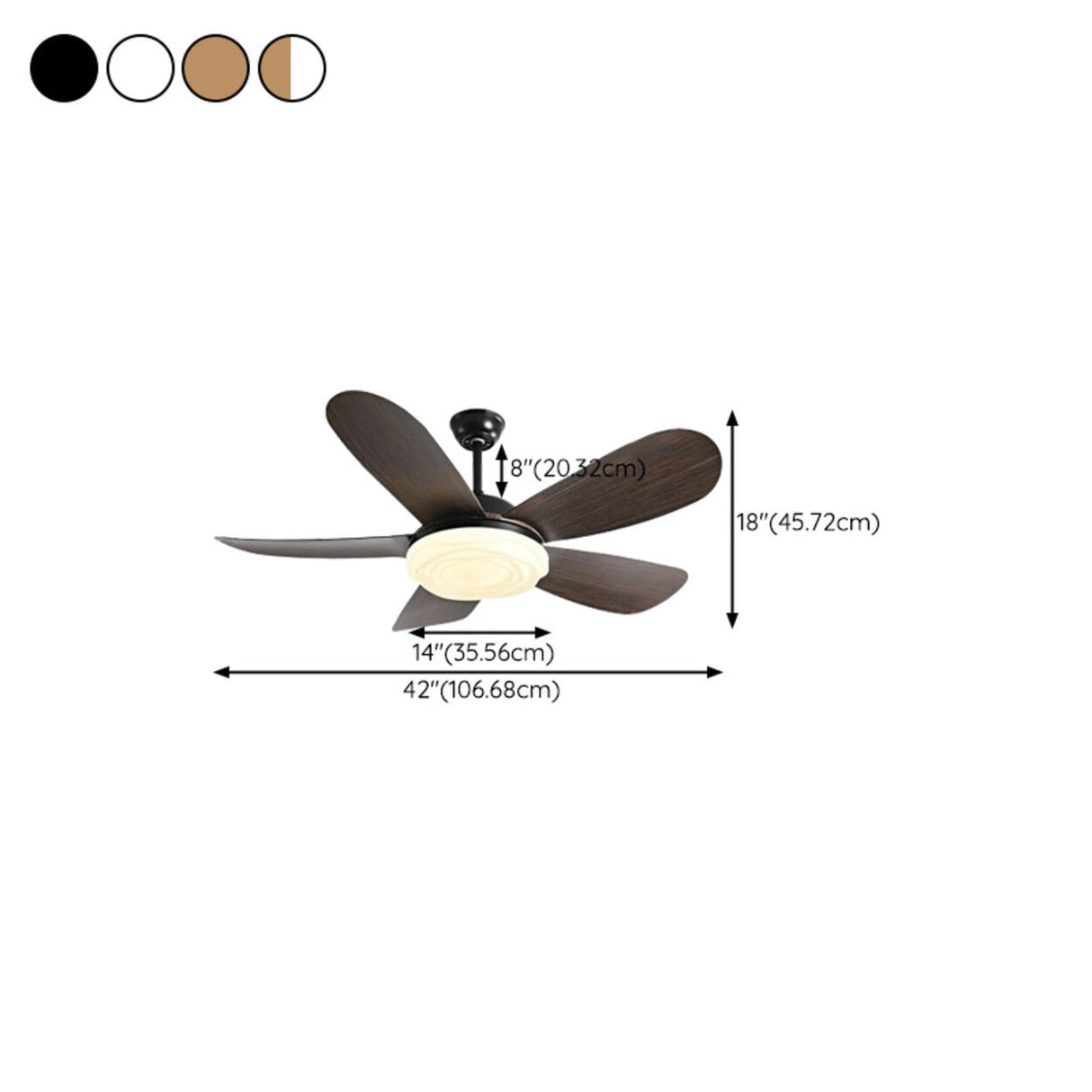 Simple Adjustable 5 Blade Wood Ceiling Fan with Light Image - 24