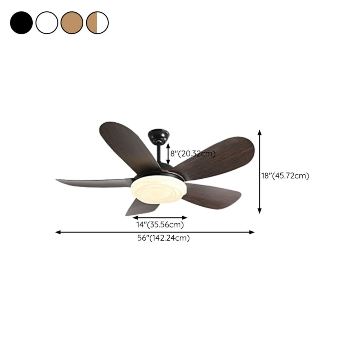 Simple Adjustable 5 Blade Wood Ceiling Fan with Light Image - 26