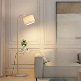 Simple Adjustable Barrel Gold Floor Lamp with Storage Image - 2