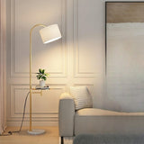 Simple Adjustable Barrel Gold Floor Lamp with Storage Image - 3