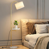 Simple Adjustable Barrel Gold Floor Lamp with Storage Image - 6