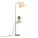 Simple Adjustable Barrel Gold Floor Lamp with Storage Image - 9