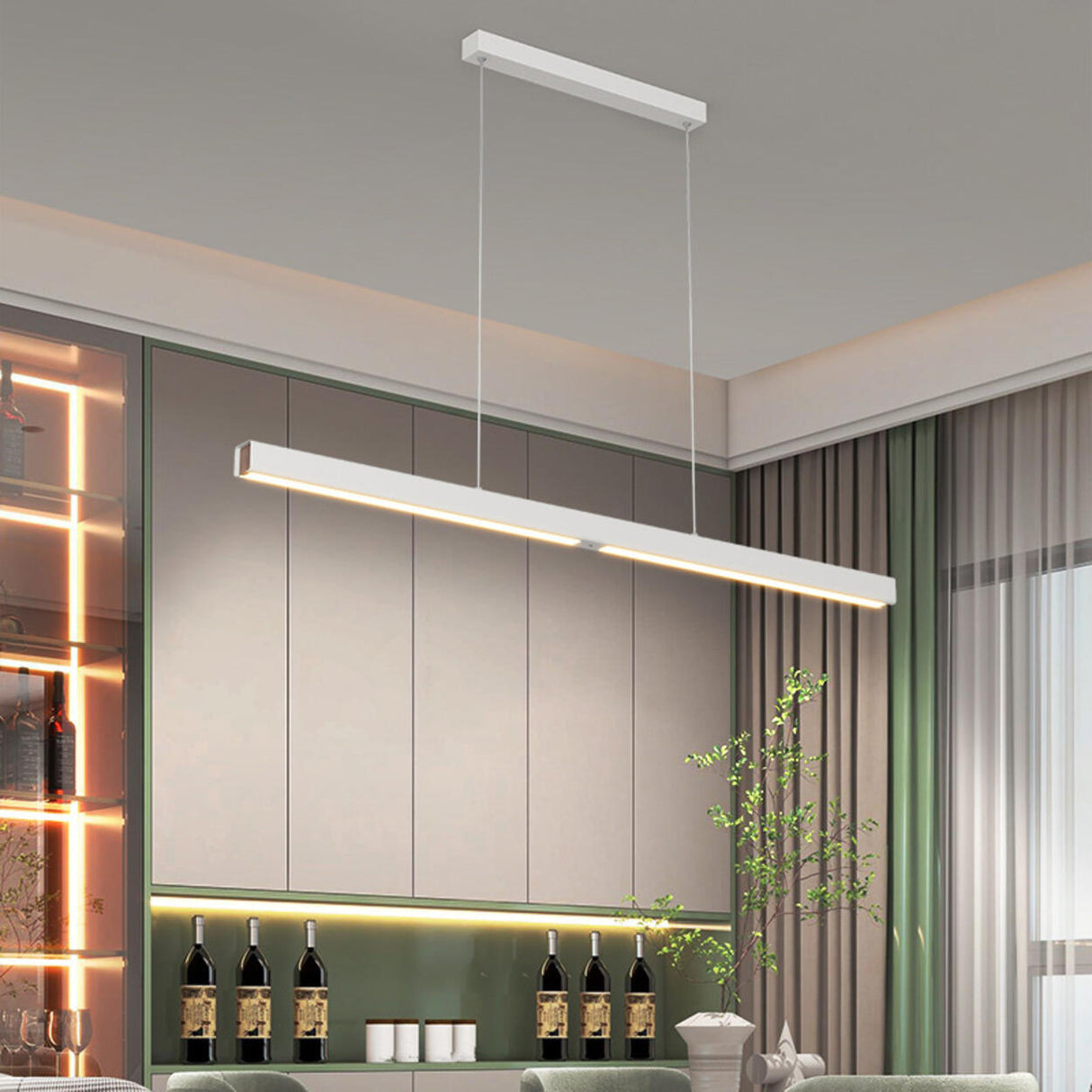 Simple Adjustable Linear LED Island Hanging Light Image - 6