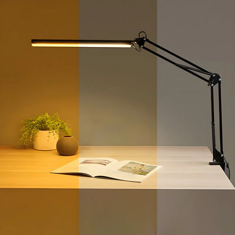 Simple Adjustable Metal Black LED Study Table Lamp Image - 2