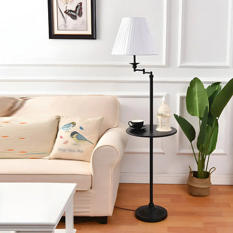 Simple Adjustable White Cone Shade Metal Floor Lamp Image - 1