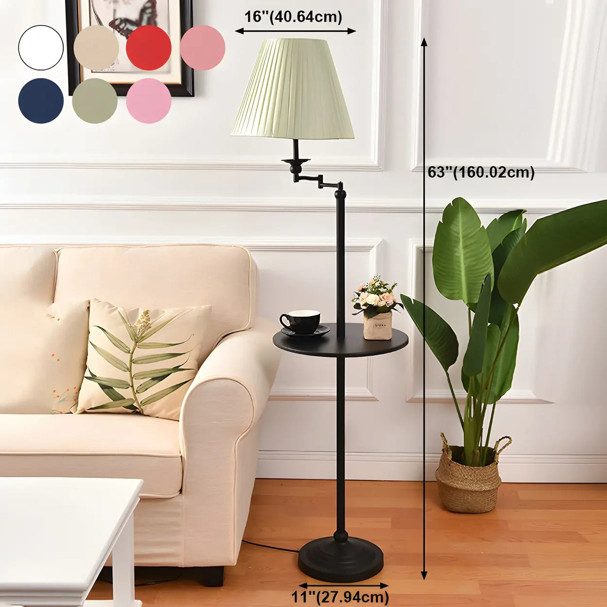 Simple Adjustable White Cone Shade Metal Floor Lamp 