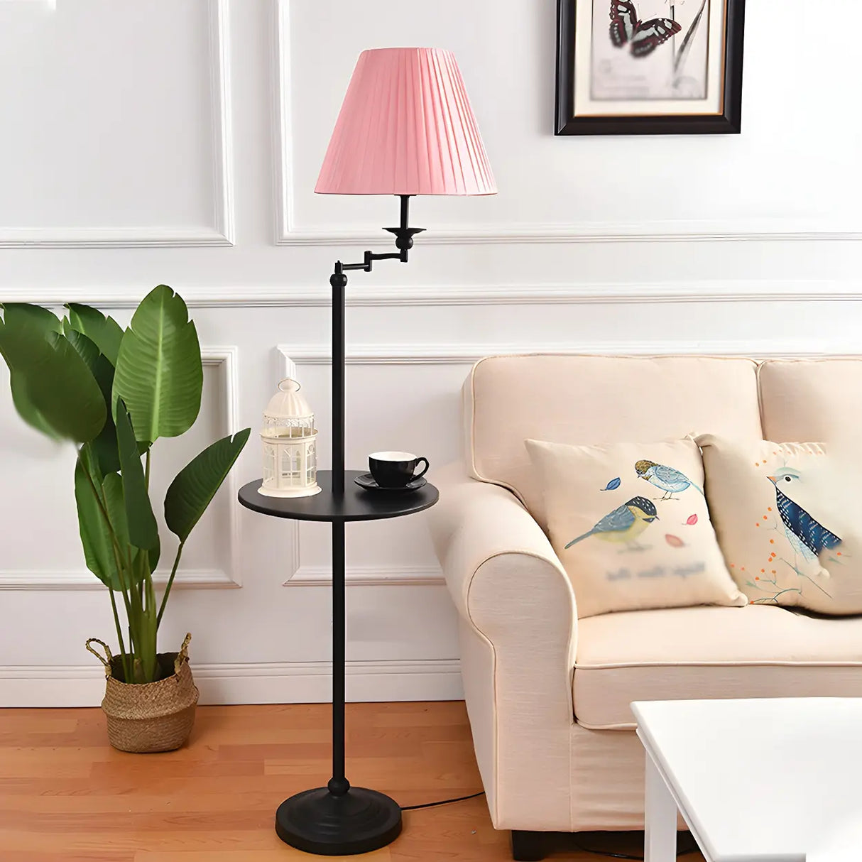 Simple Adjustable White Cone Shade Metal Floor Lamp Image - 4