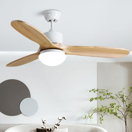 Simple Adjustable Wood 3 Blade Ceiling Fan with Light Image - 1