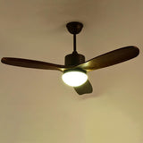 Simple Adjustable Wood 3 Blade Ceiling Fan with Light Image - 10