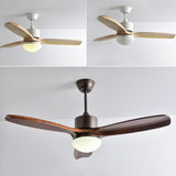 Simple Adjustable Wood 3 Blade Ceiling Fan with Light Image - 14