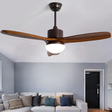 Simple Adjustable Wood 3 Blade Ceiling Fan with Light Image - 18