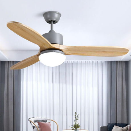 Simple Adjustable Wood 3 Blade Ceiling Fan with Light Image - 2